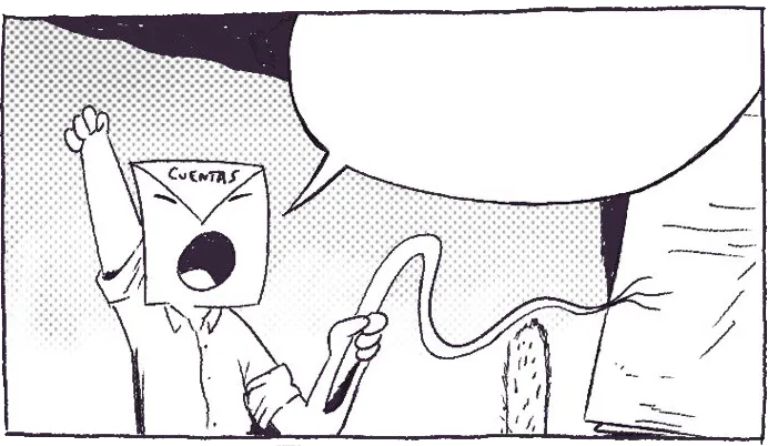 Un perfil de cuentas gritando con un látigo en la mano