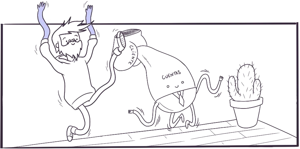 Raúl y un perfil de cuentas saltando de felicidad