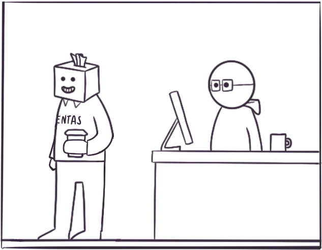 Un perfil de cuentas hablando mientras Raúl lo escucha