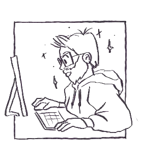 Raúl usando el ordenador